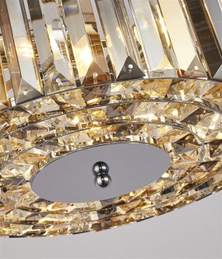 Searchlight Iris - plafonnier suspendu - Ø 35 x 136 cm - chrome et ambre
