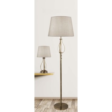 Searchlight Vegas - lampadaire - Ø 39 x 152 cm - 6W LED inclus - blanc et laiton antique