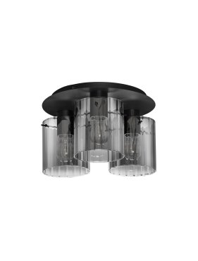 Nova Luce Mirbi - plafonnier - Ø 37 x 20 cm - noir sablé et verre fumé