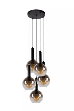Lucide Marius - lampe suspendue - Ø 55 x 150 cm - noir fumé