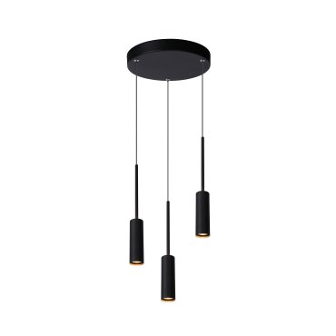 Lucide Tubule - lampe suspendue - Ø 26 x 169 cm - 3 x 7W LED inclus - noir
