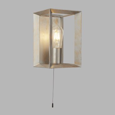 Searchlight Heaton - applique murale avec interrupteur à tirette - 15 x 23,5 cm - argent brossé et or