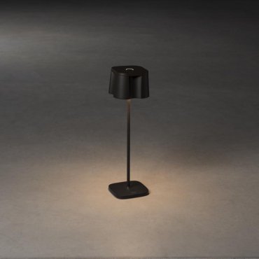 Konstsmide Nice - lampe de table extérieure sans fil avec station de charge - 10 x 10 x 36 cm - 2,2W LED dimmable inclus - IP54 - noir mat