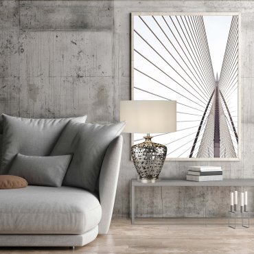 Searchlight Network - lampe à poser - 36 x 20,5 x 57 cm - chrome et blanc