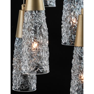 Nova Luce Kovac - lampe suspendue - Ø 35 x 180 cm - or brossé et transparent