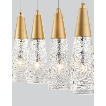 Nova Luce Kovac - lampe suspendue - 80 x 10 x 180 cm - or brossé et transparent
