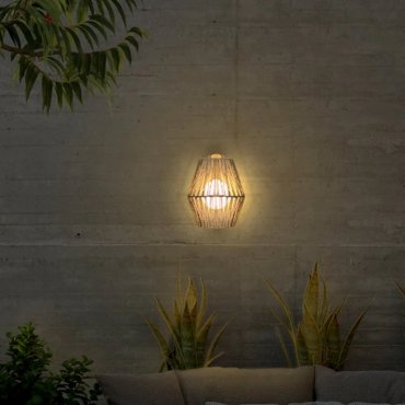 New Garden Sisine - applique murale d'extérieur avec source lumineuse rechargeable et télécommande - 22,5 x 11,5 x 24,5 cm - 9W dimmable LED inclus - IP54 - marron