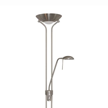 Searchlight Mother &amp; Child - lampadaire avec double variateur - 180 cm - argent satiné