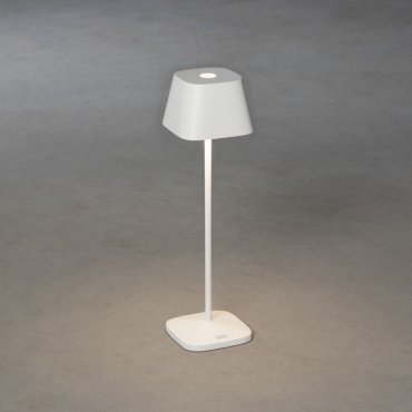 Konstsmide Capri - lampe de table extérieure sans fil avec station de charge - Ø 10 x 36 cm - 2,2W LED dimmable inclus - IP54 - blanc