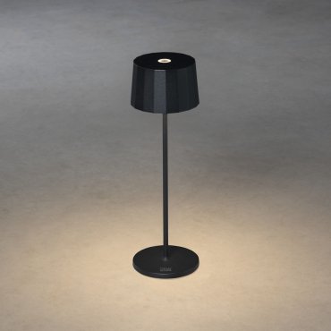Konstsmide Positano - lampe de table extérieure sans fil avec station de charge - Ø 11 x 35 cm - 2,2W LED dimmable inclus - IP54 - noir