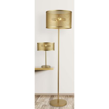 Searchlight Fishnet - lampadaire - 145 cm - or mat