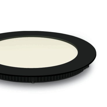 ONE Light Panneau encastré rond - Ø 17,3 x 2,2 cm - 12W LED inclus - IP40 - noir - couleur de lumière blanc chaud