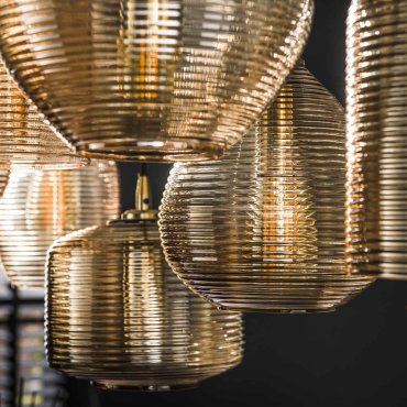 Vico Stripe Glass - lampe suspendue - 93 x 40 x 150 cm - or