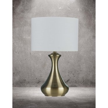 Searchlight Touch - lampe à poser - Ø 24 x 40 cm - 3 niveaux d'intensité - laiton antique et crème