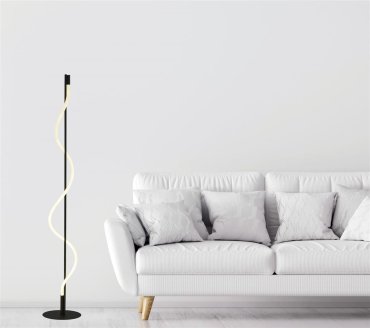 Searchlight Serpent - lampadaire - Ø 23 x 141 cm - 20W dimmable LED inclus - noir et opale
