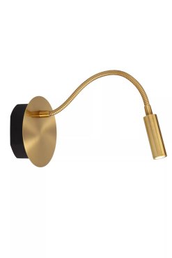 Lucide Jolijn - applique murale avec bras de lecture flexible - rechargeable via câble USB - Ø 11 x 3,2 cm - 2W led inclus - laiton