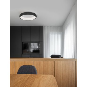 Nova Luce Albi - plafonnier - Ø 41 x 8,5 cm - 32W LED dimmable inclus - noir sable