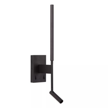 Lucide Finan - applique murale avec prise de charge USB - 13,7 x 10 x 56,2 cm - 6W+3W LED inclus - noir