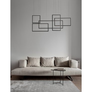 Nova Luce Cornice - lampe suspendue - 120 x 160 cm - 80W LED dimmable inclus - noir sable