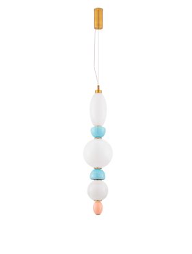 Nova Luce Obrie - lampe suspendue - Ø 20 x 215 cm - 27W LED inclus - laiton doré, orange et bleu