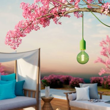Creative Cables Eiva Pastel - suspension extérieure avec fixation plafond en silicone - Ø 12,5 x 514,5 cm - IP65 - vert tendre
