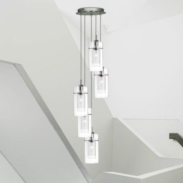 Searchlight Duo 1 - lampe suspendue - Ø 28 x 120 cm - chrome et transparent