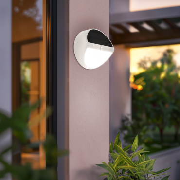 Century Italia Aura - Applique d'extérieur solaire avec capteur - Ø 20 x 9,7 cm - 5W LED inclus - IP54 - blanc