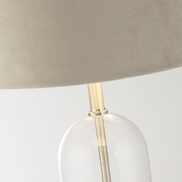 Searchlight Oxford - lampe à poser - Ø 38 x 51 cm - nickel satiné, argent et taupe