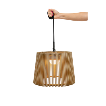 New Garden Okinawa - lampe suspendue d'extérieur avec source lumineuse rechargeable et télécommande - 9W LED inclus - Ø 39 x 300 cm - IP54 - bambou