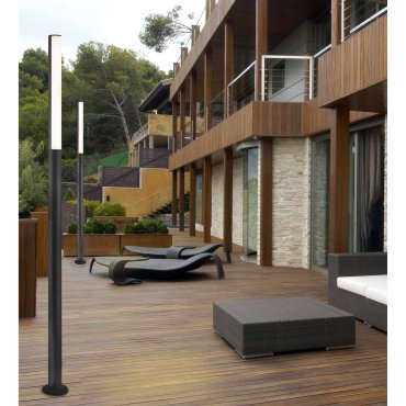 Faro Beret - lampadaire - Ø 6,5 x 180 cm - 16W LED inclus - IP54 - gris foncé