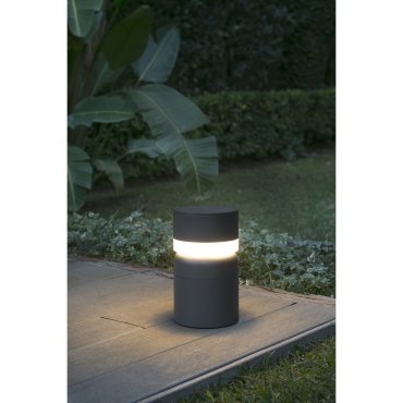 Faro Sete - lampe de jardin - Ø 14,5 x 25 cm - 6W LED inclus - IP54 - gris foncé