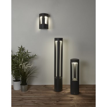 Searchlight Michigan - lampe de jardin - 13 x 13 x 50 cm - 5,5W LED inclus - IP54 - gris foncé