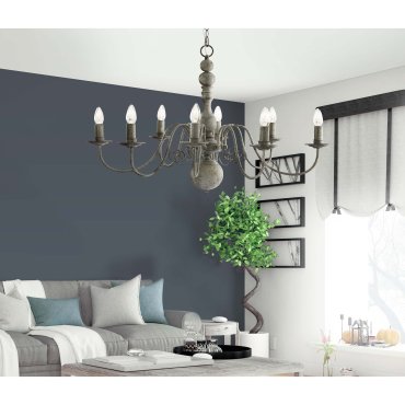 Searchlight Greythorne - lustre - 89 x 63 x 150 cm - gris