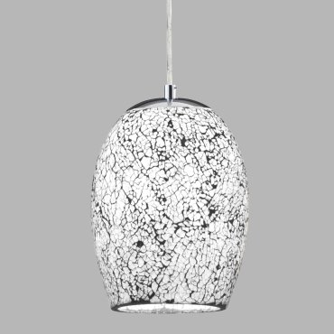 Searchlight Crackle - lampe suspendue - Ø 18 x 135 cm - verre craquelé blanc