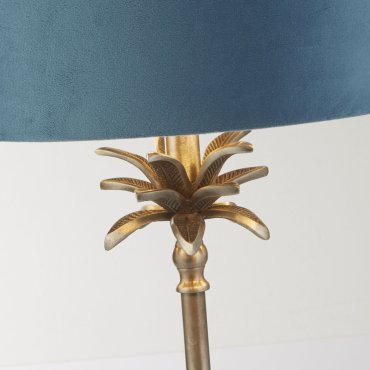 Searchlight Palm - lampe à poser - Ø 38 x 65 cm - nickel antique et bleu-vert