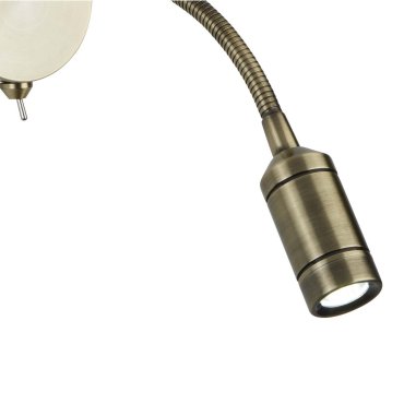 Searchlight LED Adjustable Wall Lights - applique murale avec interrupteur - 7 x 24 cm - 1W LED inclus - laiton antique