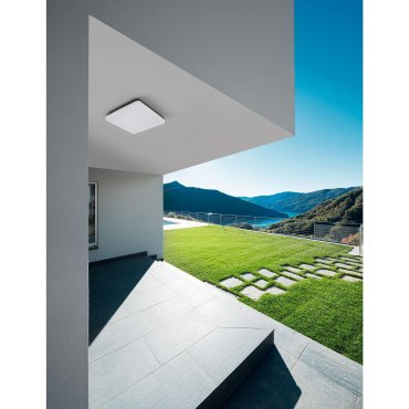 Nova Luce Tommy - plafonnier d'extérieur - 28 x 28 x 6 cm - 24W LED inclus - IP54 - gris foncé et blanc