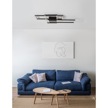 Nova Luce Bilbao - plafonnier - 90 x 67 x 9 cm - 55W LED dimmable inclus - noir mat