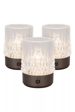 Lucide Lili - set de 3 lampes de table rechargeables - Ø 8 x 10,3 cm - 3W dimmable LED inclus - noir
