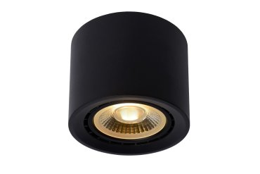 Lucide Fedler - spot en saillie - Ø 12 x 8,5 cm - 12W LED dimmable inclus - dim to warm - noir