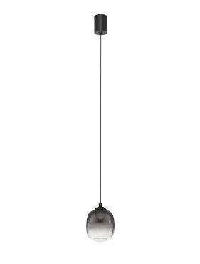 Nova Luce Kita - lampe suspendue - Ø 10 x 125 cm - 6W LED inclus - noir sablé et verre fumé
