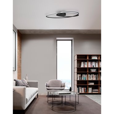 Nova Luce Viarregio - plafonnier - 60 x 35 x 15 cm - 28W LED inclus - noir mat
