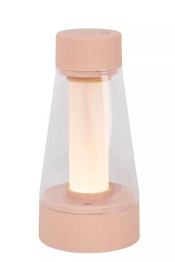 Lucide Lorali - lampe de table rechargeable - Ø 7,7 x 16 cm - 1,2W LED avec fonction dimmer incluse - IP44 - rose
