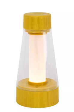 Lucide Lorali - lampe à poser rechargeable - Ø 7,7 x 16 cm - 1,2W LED avec fonction dimmer incluse - IP44 - jaune ocre