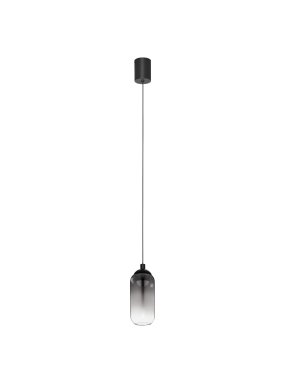 Nova Luce Kita - lampe suspendue - Ø 7 x 154 cm - 6W LED inclus - noir sablé et verre fumé
