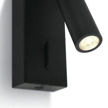 ONE Light Reading Spots - applique murale avec interrupteur - 5 x 2,5 x 12 cm - 3W LED inclus - noir