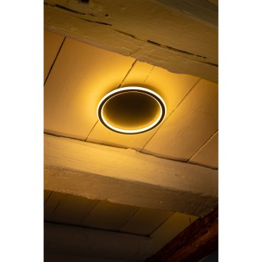ETH Loïs - plafonnier - Ø 23 x 5 cm - 3 niveaux de gradation - 15W LED inclus - IP44 - noir