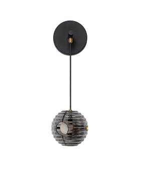 Nova Luce Las - applique murale - Ø 15 x 52 cm - 13W LED inclus - noir sablé, or et gris fumé