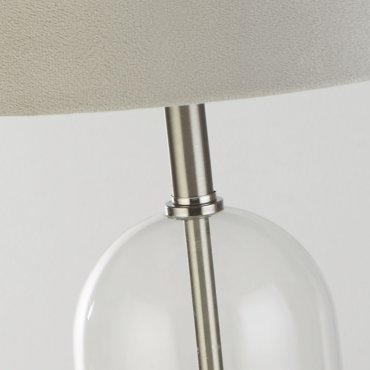 Searchlight Oxford - lampe à poser - Ø 38 x 51 cm - nickel satiné, argent et gris