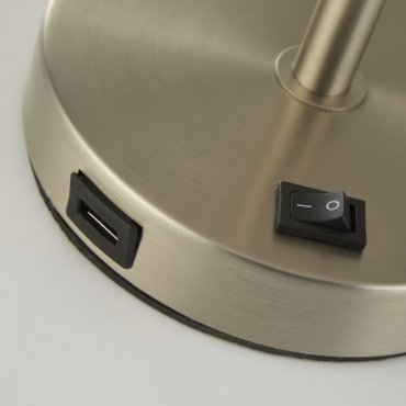 Searchlight Finn - lampe de table - rechargeable par câble USB - Ø 28 x 54 cm - nickel satiné, argent et taupe
